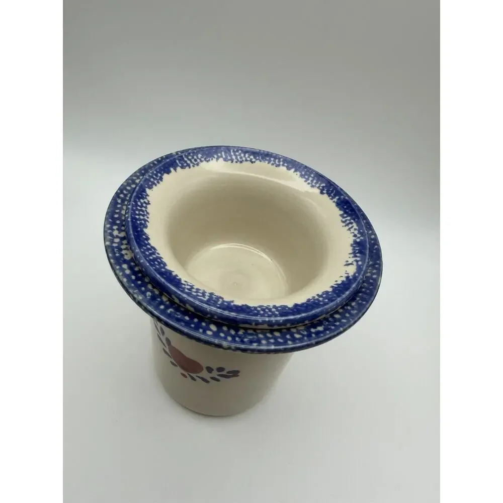 90s Vintage Stoneware Dip Chiller 2 Piece Crock Set Country Heart Cottage Farm